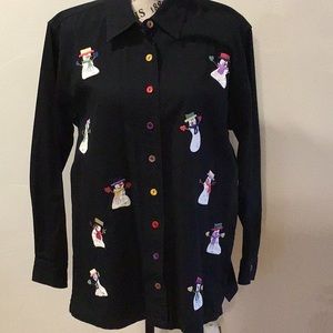 Quaker Factory Snowman button down shirt